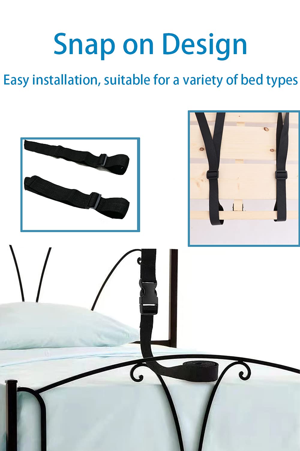 Healthman Bed Ladder Assist with Hard Handle ,Sit Up Helper with Adjustable Length-Pull Up Rope Ladder (Three Handle)