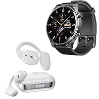 TOZO S5 Smartwatch (Answer/Make Calls) Sport Mode Fitness Watch, Black + OpenEgo Wireless Bluetooth Open Headset White