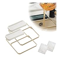 Kitchen Residue Filter Screen Holder Includes 100 Nets,Kitchen Residue Filter Screen Holder for Kitchen Sink Food Catcher,White2PCS-include100net