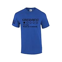 American Government Very Bad Would Not Recommend Stars Funny American Flag Sleeve Mens Short Sleeve T-Shirt Graphic Tee