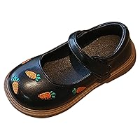 Toddler Sandals Size 6 Cute Carrot Pattern Leather Shoes Summer Outdoor Soft Rubber Sole Flat Sandals Kids Girls