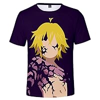 Anime The Seven Deadly Sins Nanatsu No Taizai 3D Printed T-Shirt Short Sleeve Shirts Cosplay Pullover Top Tees