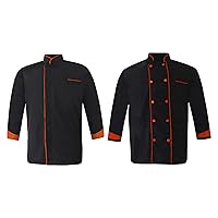 Creation Men Chef Jacket Black Chef Coat in Multi-colour Piping Pack of 2 (XS-6XL, 10 Colors)