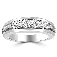 0.85 Ct Round Cut Diamond Wedding Band Ring in Prong Setting in Platinum