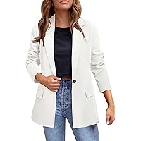 Turn Down Collar Blazers for Women Casual Long Sleeve Office Work Jacket Button Suit Coat Lightweight Trendy Blazer