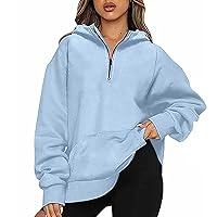 Trendy Oversized Sweatshirts Womens Fleece Pullover Tops Casual Half Zip Sweater Winter Fall Y2K Athletic Fit Shirt