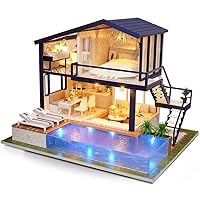 Dollhouse Miniature 3D Music Box with Furniture LED House Kit DIY Handmade Assembly Spining Windup Musical Box for Adults Music Box Gifts for Birthday/Christmas/Anniversary