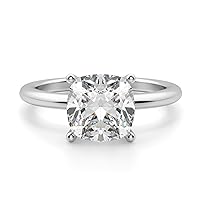Siyaa Gems 2 CT Cushion Moissanite Engagement Ring Wedding Eternity Band Vintage Solitaire Halo Silver Jewelry Anniversary Promise Vintage Ring Gift