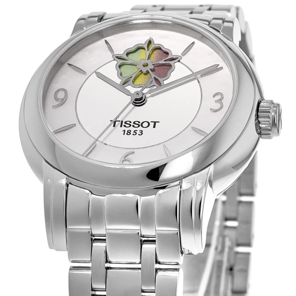 Tissot Womens Lady Heart Flower 316L Stainless Steel case Swiss Automatic Watch, Grey, Stainless Steel, 16 (T0502071111705)