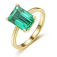 Kardy Genuine Columbia Emerald Gemstone Pave Diamond 14K Yellow Gold Wedding Engagement Fine Band Ring Set for Women