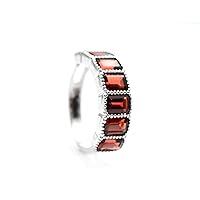 925 Sterling Solid Silver January Birthstone 6X4 MM Octagon Natural Garnet Gems Wedding Ring For Bridal Gift For Beloved