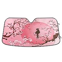 Car Windshield Sun Shade Japanese Cherry Blossom Sakura Tree with Bird Foldable Car Front Windshield Sunshade Blocks UV Rays Sun Visor Sun Heat Protection for Car Truck SUV to Keep Your Vehicle Cool,S