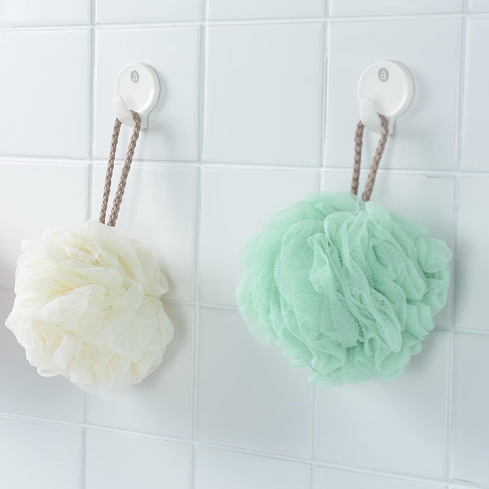 Fu Store Bath Sponges Shower Loofahs 50g Mesh Balls Sponge 4 Solid Colors for Body Wash Bathroom Men Women - 4 Pack Scrubber Cleaning Loofah Bathing Accessories