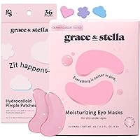 grace & stella Eye Mask Pink 24 Pairs + Multi-shape Pimple Patch 36-Pack Bundle