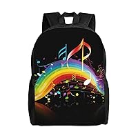 Rainbow Musical Note Melody print Backpacks Waterproof Light Shoulder Bag Casual Daypack For Work Traveling Hiking