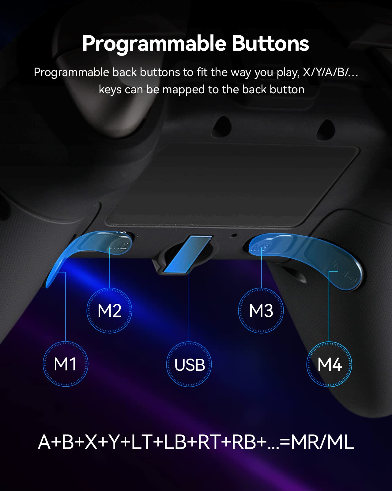 DOYOKY Wireless Game Controller, Bluetooth Controller for PC/Android/Steam/Switch, PC Controller with LED Backlight, Gamepad with Turbo/6-Axis Gyro/Dual Motors (with Phone Bracket)