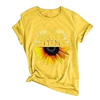 XJYIOEWT Thanksgiving Scrub Tops Women Women Casual Sunflower Short Sleeves O-Neck Loose T-Shirt Blouse Tops Long Sleev