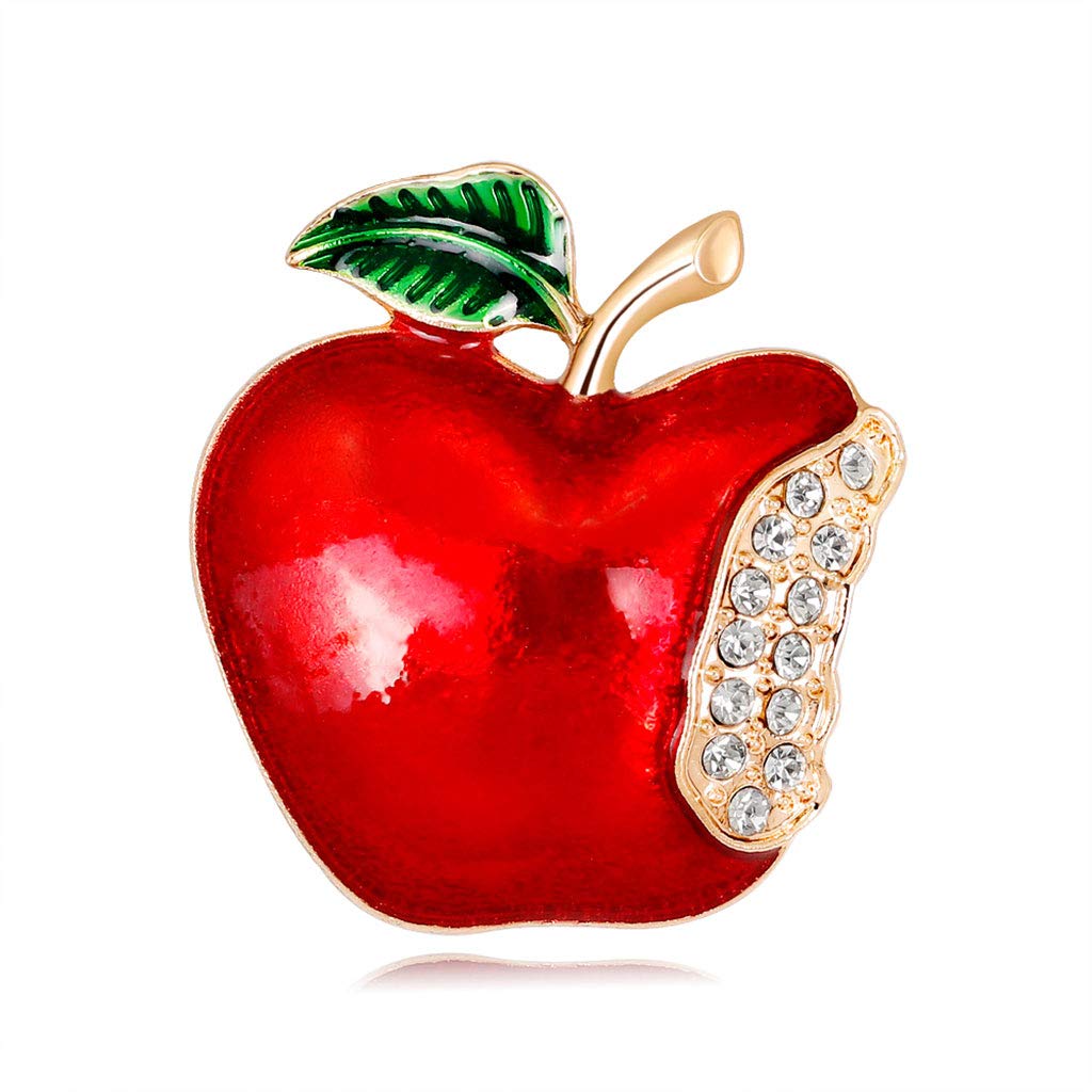 yunestry New Year Christmas Apple Brooch Corsage Gift Rhinestone Banquet Scarf Pins Badge