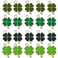 20 Pieces St. Patrick's Day Four-Leaf Jewelry Making Charms, Assorted Green Charm Pendant Plated Enamel Charm Pendant for Earring Necklace Bracelet Jewelry Making and Craft, DIY Alloy Pendants Drops