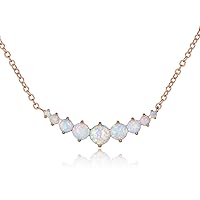 Barzel 18K White Gold Plated or Rose Gold Plated Created White Opal Graduated Necklace