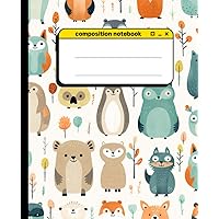 composition notebook happy zoo 3rd version: Cute Animal Illustration Design for Kids and Adults, ,120pages College Ruled