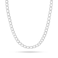 Pori Jewelers 925 Sterling Silver 7mm Cuban/Curb Link Chain Necklace - Made in Italy - Lobster Claw Closure