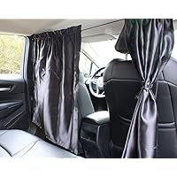Ovege Car Divider Curtains Sun Shade-Privacy Travel Nap Night Car Camping Detachable Simple Curtain (Black-Silky)