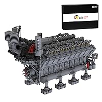 MINDEN V16 Diesel Engine Model, MOC-73232 Mini Engine Build Kit, Physics Toys for Boys and Girls, 4777PCS