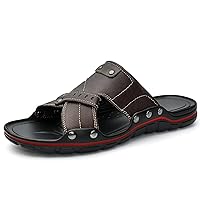 flip flop,Leather Slides Slippers Men Summer Fashion Casual Slip On Shoes Flat