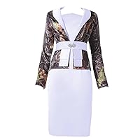 YINGJIABride Knee Length Mother of The Bride Dresses with Camo Long Sleeve Jacket