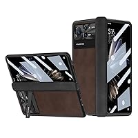 Mobile Cover, Premium PU Leather Case Compatible with Xiaomi Mix Fold 2 Magnetic Hinge Case with Built-in Screen Protector & Kickstand,Ultra Thin PC Shockproof Cover (Color : Coffee)