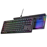 RK ROYAL KLUDGE R87 Mechanical Keyboard, 75% Layout Hot Swappable Wired Gaming Keyboard with Macro Software Supported, Compact RGB Backlit PC Game Keyboards 87 Keys for Win Mac, Silver Switch-Black