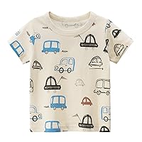 Set 6 Toddler Kids Baby Boys Girls Cars Short Sleeve Crewneck T Shirts Tops Tee Clothes for Children Boys Raglan Baseball Tee