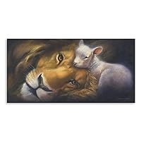 Posters Lion And Lamb Painting Living Room Animal Wall Art Bible Wall Art Canvas Art Poster Picture Modern Office Family Bedroom Living Room Decorative Gift Wall Decor 20x40inch(50x100cm) Unframe-s