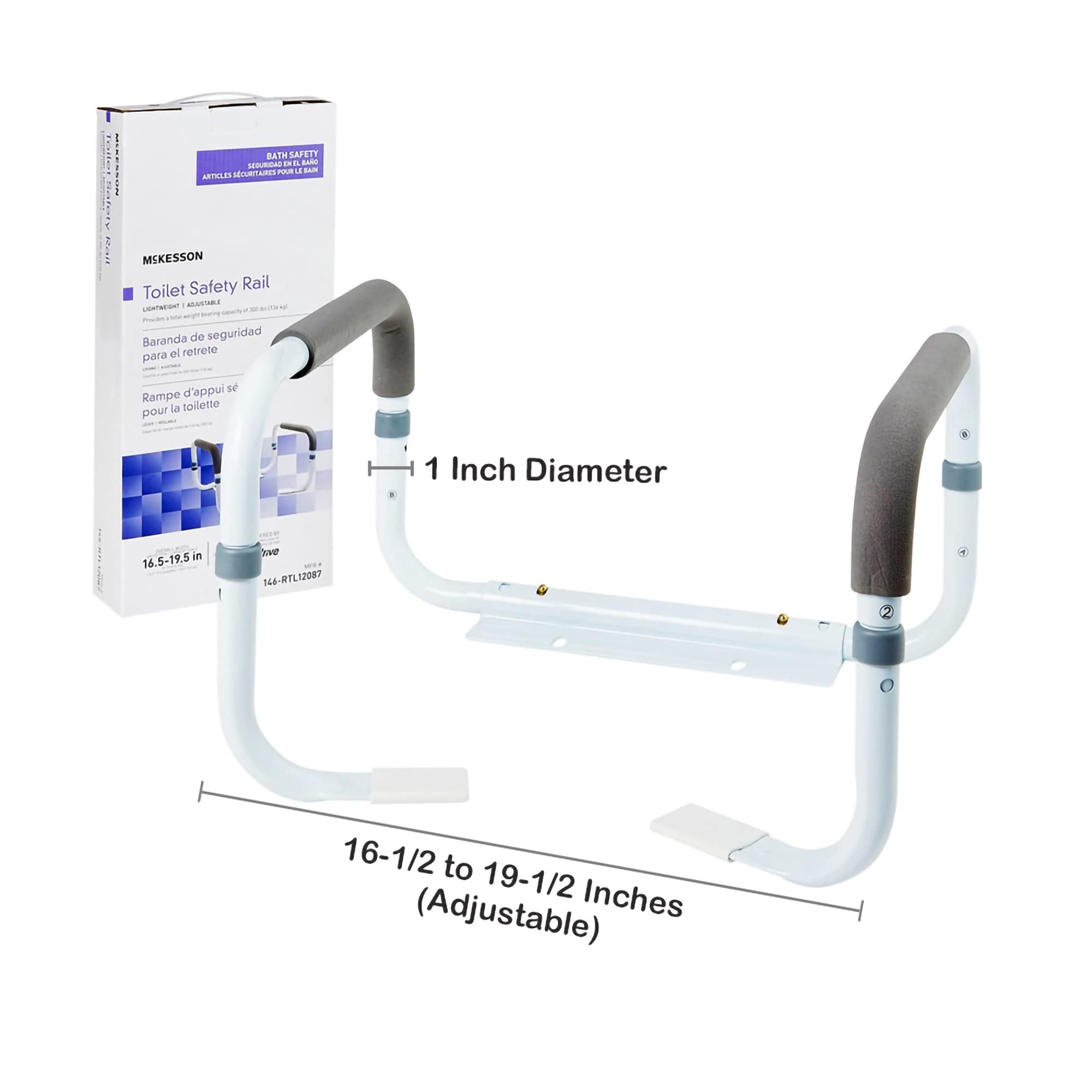 McKesson White Steel Toilet Safety Rail, up to 300 lbs, 1 Count