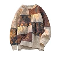 Stylish Printed O-Neck Spliced Loose Asymmetrical Sweaters Spring Casual Pullovers All-Match Warm Tops