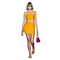 Women's Sleeveless Mini Prom Dress Woman Sexy Bow Backless Design Cut Out Bandage Party Club Cocktail Dresses