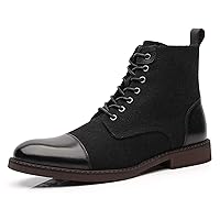 Mens Dress Boots,Mens Chelsea Boots, Colorblock Stylish and Comfort Leather Chukka Ankle Boots Lace Up (Color : Black, Size : 14)