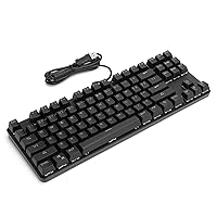 USB Gaming Keyboard, 87-Keys Wired Gaming Mechanical Keyboard with Color Backlit, Retro Keyboard for Desktop Laptop, Plug and Play, Blue Switch(Black)