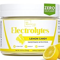 Zero Sugar - Lemon Candy Electrolytes Powder - Refreshing Hydration - Caffeine Free Energy with All Natural Ingredients - Vegan, Keto & Paleo - Sugar Free Electrolytes Powder Drink Mix - 37 Servings