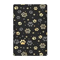 Gold Dog Paw Crib Sheets for Boys Girls Pack and Play Sheets Super Soft Mini Crib Sheets Fitted Crib Sheet for Standard Crib and Toddler Mattresses Baby Crib Sheets for Boy Girl, 39x27IN