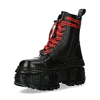 New Rock Boots WALL126CCT-C1 Mens Metallic Black Leather Platform Gothic Boots