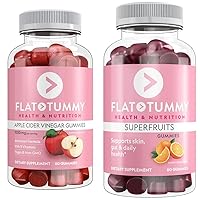 Flat Tummy Apple Cider Vinegar Gummies 60 Count and Superfruits Gummies 60 Count Bundle for Gut Health, Healthy Metabolism, Skin, and Immune Support