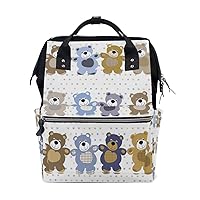 Diaper Bag Backpack Toy Teddy Bear and Dots Casual Daypack Multi-Functional Nappy Bags