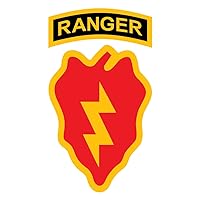US Army - 25th Infantry Division SSI Patch With Ranger Tab Decal - 3.5 Inch Tall Full Color Decal - Sticker