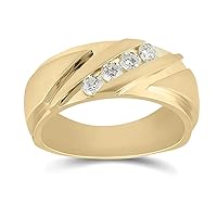 The Diamond Deal 14kt Yellow Gold Mens Round Diamond Wedding Band Ring 1/2 Cttw