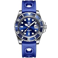 Mens Diver Watches, Men Automatic Watch Luxury Water Ghost Self Wind Mechanical Wristwatches 200m Water Resistant C3 Luminous Diving Chronograph Bezel Sapphire Mirror