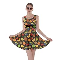 CowCow Womens Summer Avocado Coconut Papaya Lemon Strawberry Fruits Vegetables Skater Dress, XS-5XL