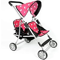 My First Doll Twin Stroller - Cutest Heart Design Doll Twins Stroller - Great Toy Gift for Girls