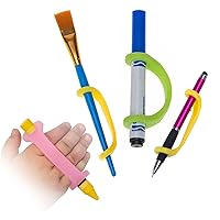 Art Pack - Silicone Adaptive Universal Cuff for Hand Grip Support, Daily Living Mobility Aid, Secure Hold on Pencils, Paint Brushes, Markers, Makeup - 4 Pack